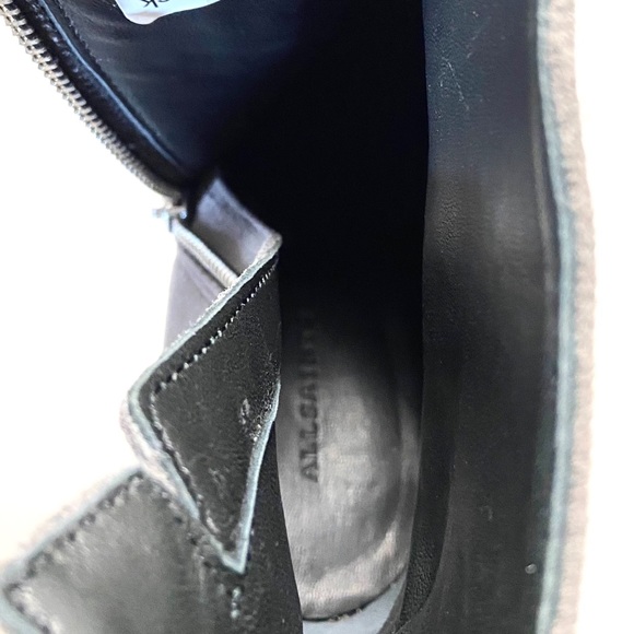 AllSaints Ana Gray Suede Lug Sole Ankle Boots - Picture 10 of 12
